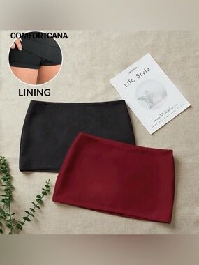 Women’s Set of 2 Mini Skirt / Skorts ~ Black & Maroon ~ Size S NWOT